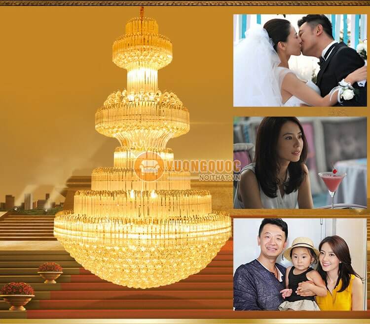 Đèn chùm pha lê cao cấp gắn trần biệt thự CM198-6